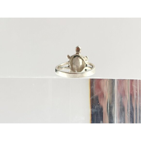 Vintage Hand Carved Turtle Figural Shaped Sterling Silver Ring - sz 6.25 & 8 - Picture 4 of 10
